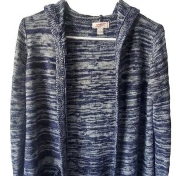 ARIZONA JEANS | Blue Cardigan Long Hooded Sweater | Medium - Picture 2 of 5